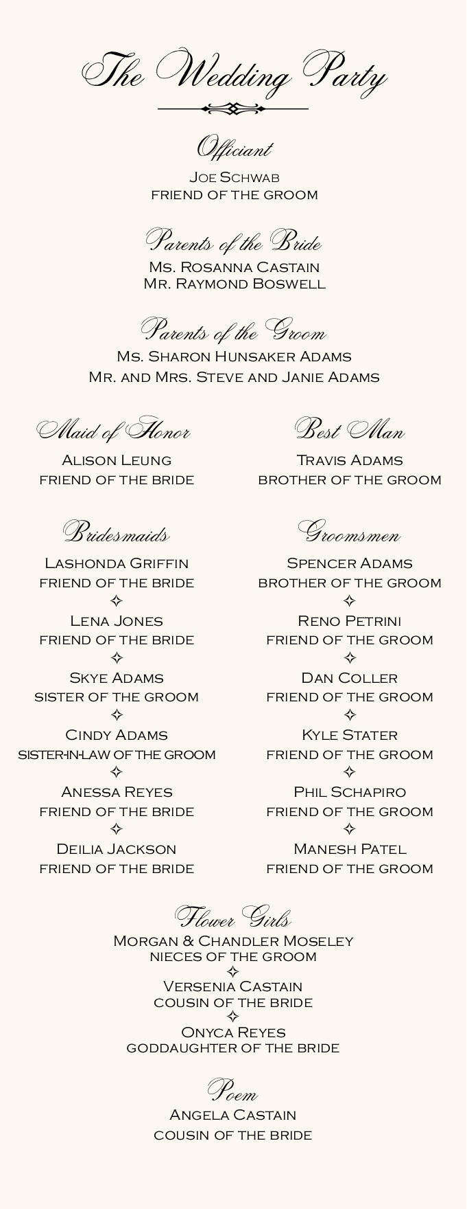 Only Calligraphy Classic Wedding Church Program Simple, Elegant and Classic Documents and
